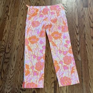 Lily Pulitzer pants with button pocket on back and side zip, size 0